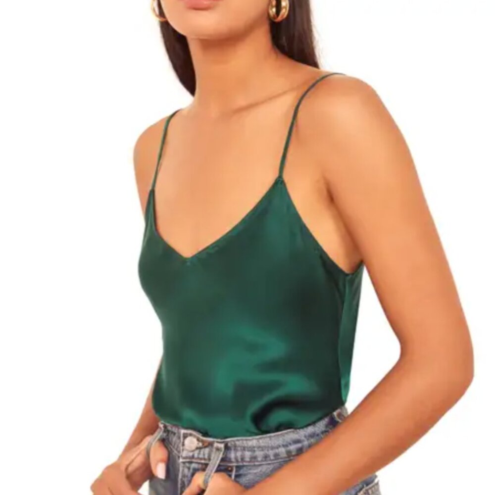 Reformation - Emerald green Teddy silk tank (M)